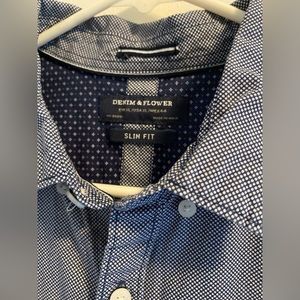 Denim & flower short sleeve shirt